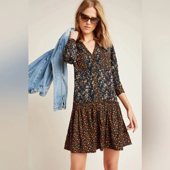 Anthropologie  Mauve Marlie Button-Front Chambray Tunic, sz medium - Picture 1 of 11